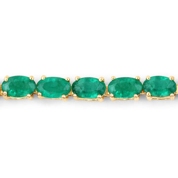 6.46 ct Genuine Zambian Emerald 14K Yellow Gold Bracelet